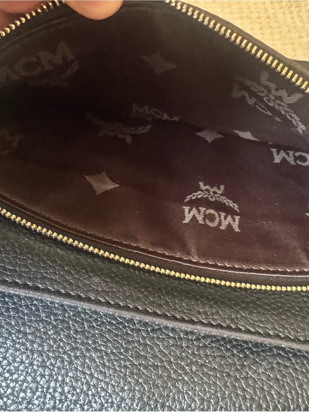 MCM Black Pebbled Leather Shoulder Bag with Gold Chain - Picture 6 of 6